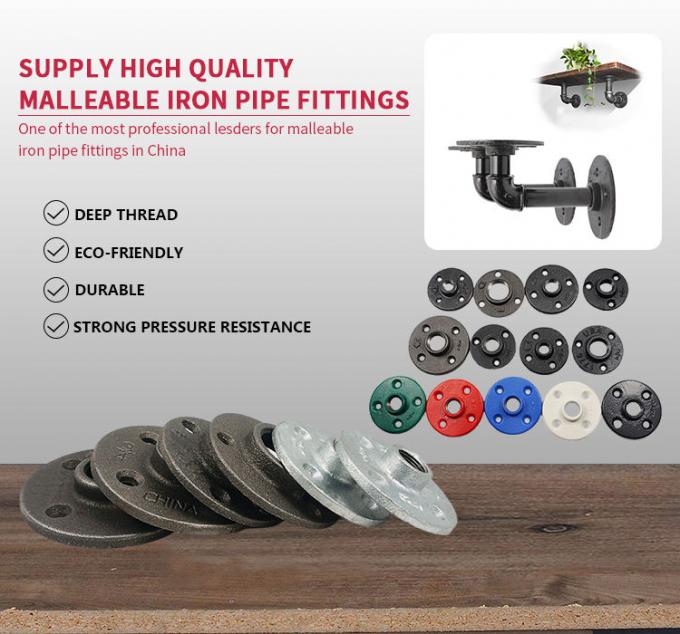 DELLOK 1/2'' 3/4" Bsp Kobieta Węzłowa Rurociąg Żelazny Złowiony 4 Otwory Standardowa Flanca Podłogowa 2