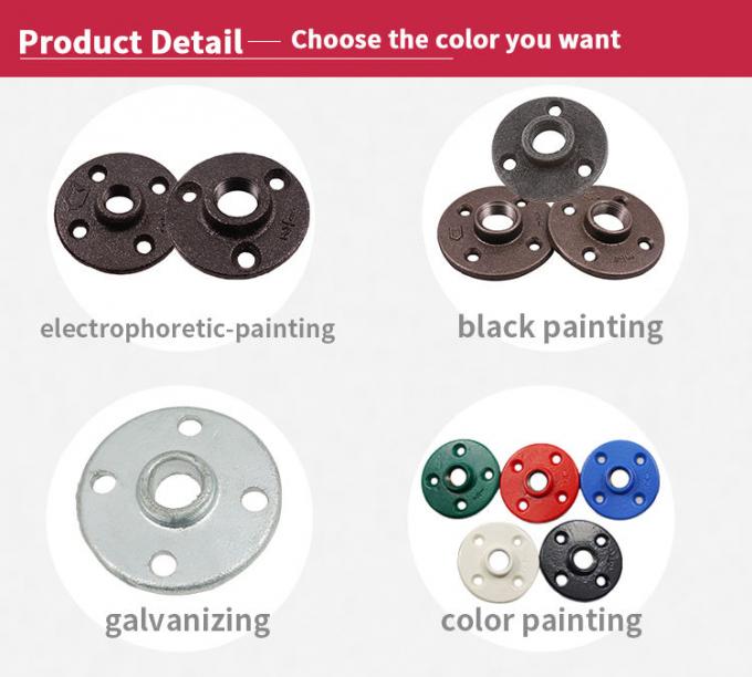 DELLOK 1/2'' 3/4" Bsp Kobieta Węzłowa Rurociąg Żelazny Złowiony 4 Otwory Standardowa Flanca Podłogowa 0